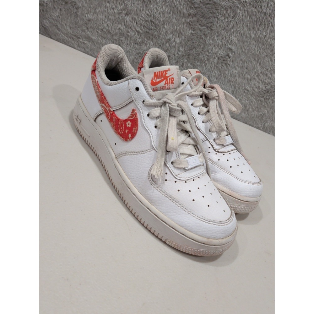 Nike Air Force 1 Low 07 White Orange Paisley DJ9942-100 Womens sz 8